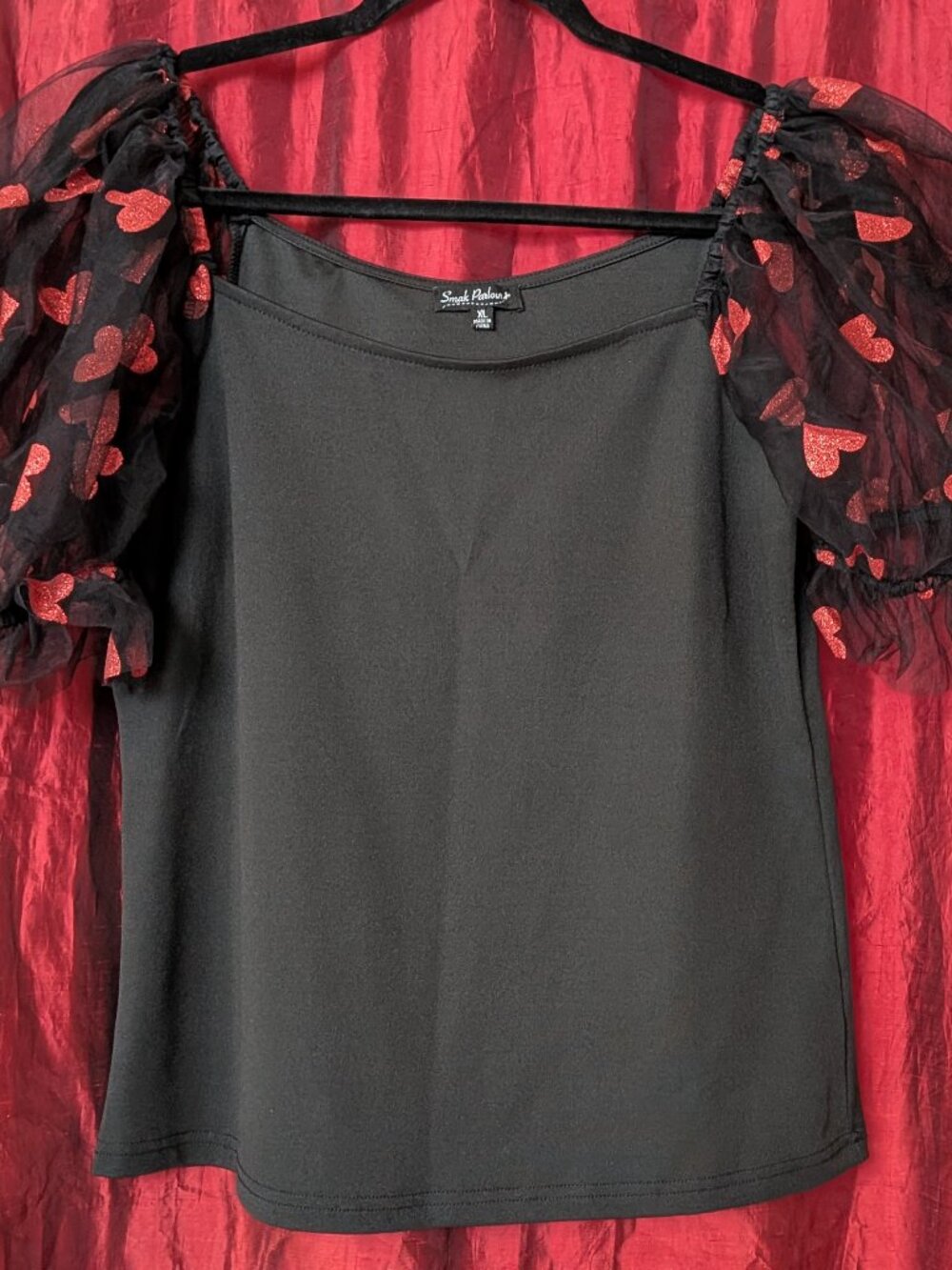 Smak Parlour Heart Tulle Sleeve top XL